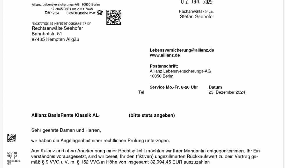 basisrente zurück beispiel 2