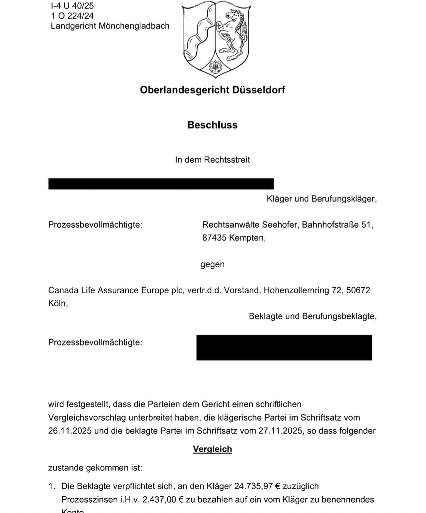 Canada Life Basisrentenvertrag Generation basic plus aus dem Jahr 2008: