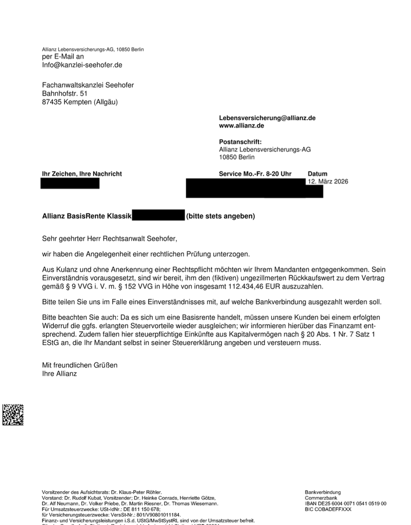 Fachanwaltskanzlei Seehofer erreicht Rückabwicklung in nicht einmal 2 Monaten