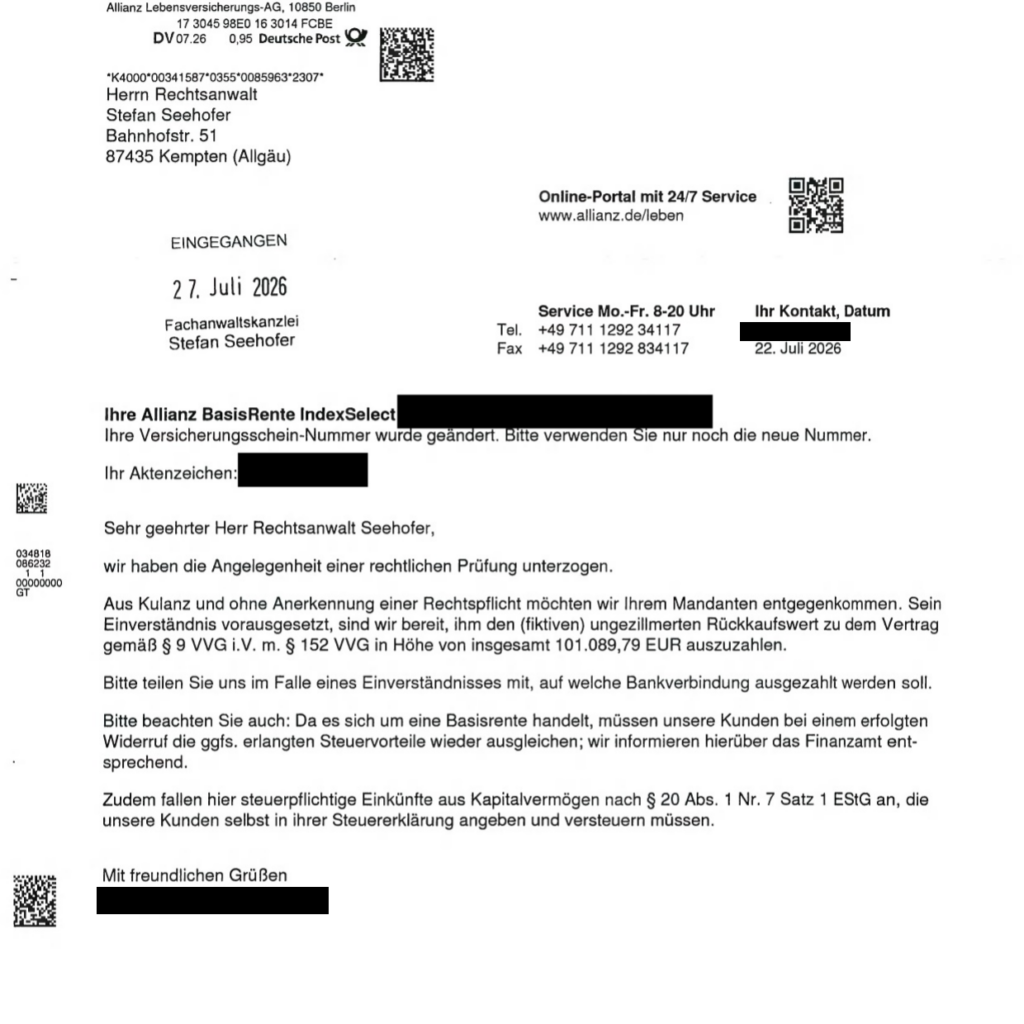 Allianz BasisRente IndexSelect aus dem Jahr 2012