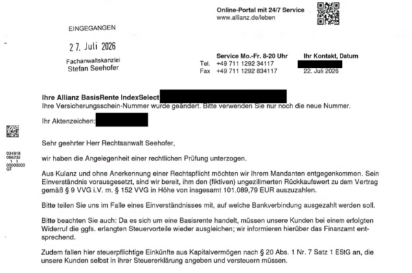 Allianz BasisRente IndexSelect aus dem Jahr 2012
