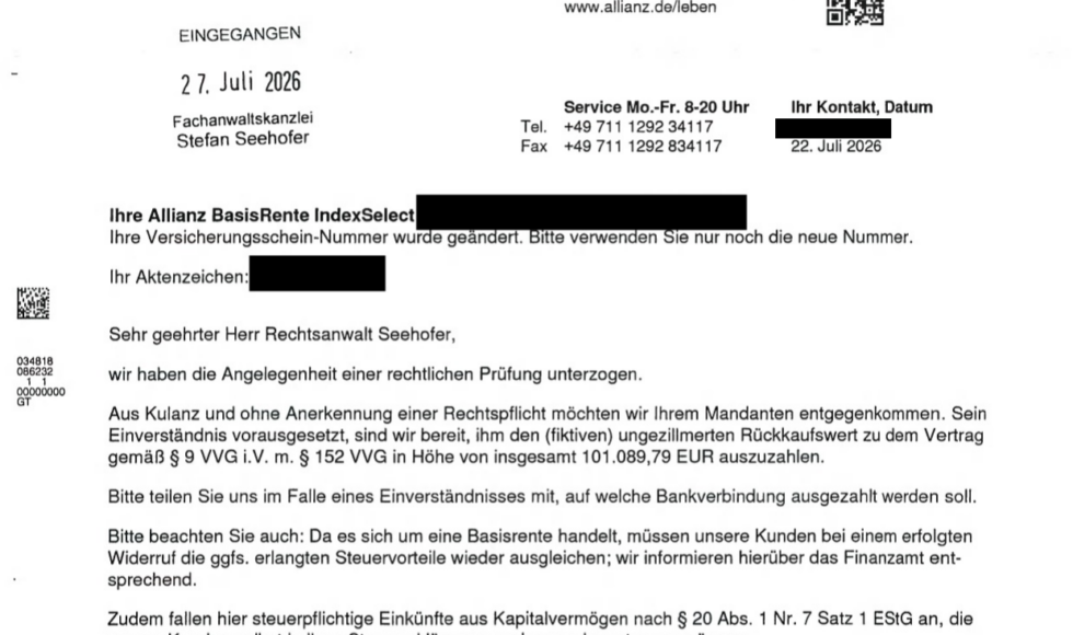 Allianz BasisRente IndexSelect aus dem Jahr 2012