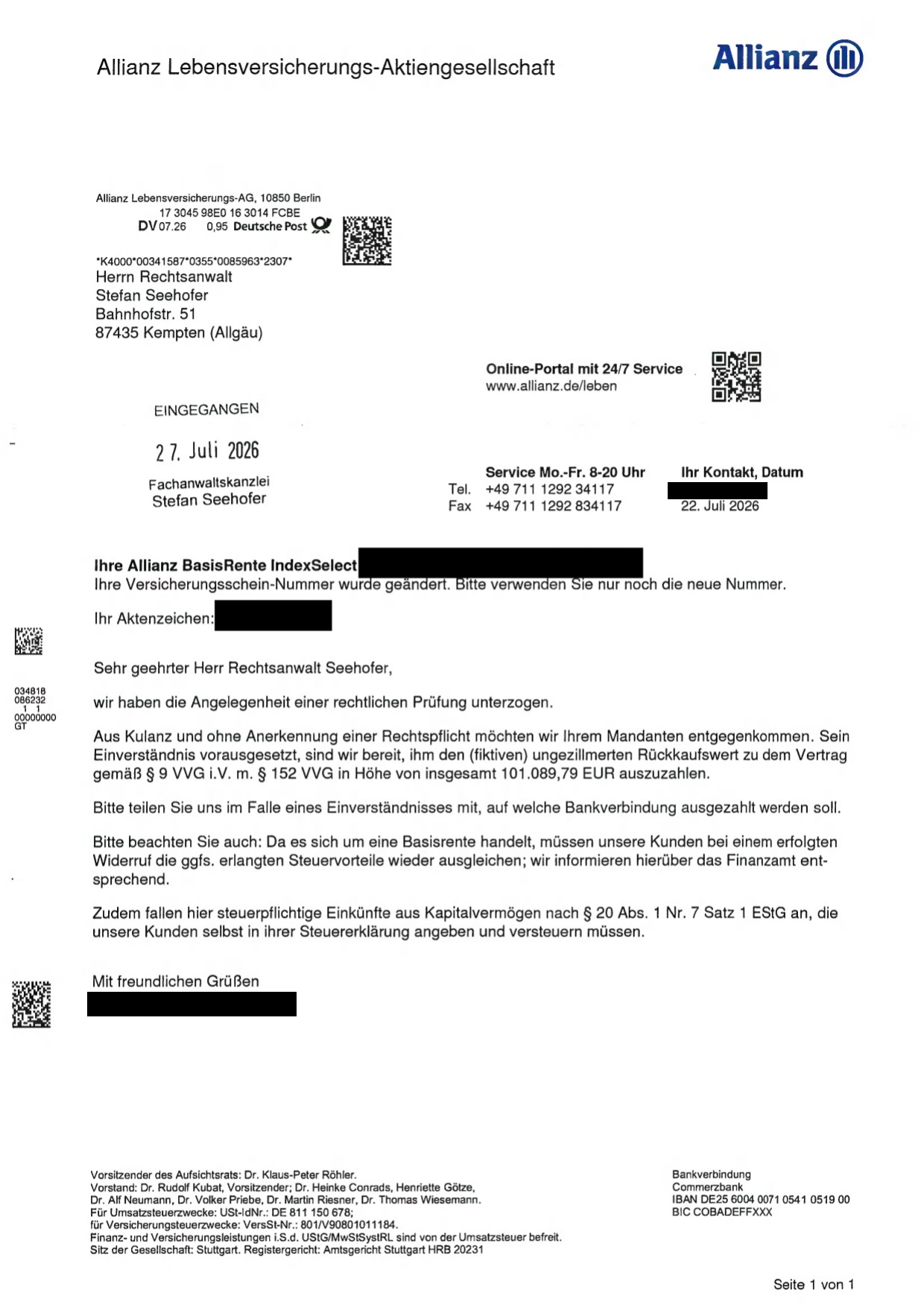Allianz BasisRente IndexSelect aus dem Jahr 2012