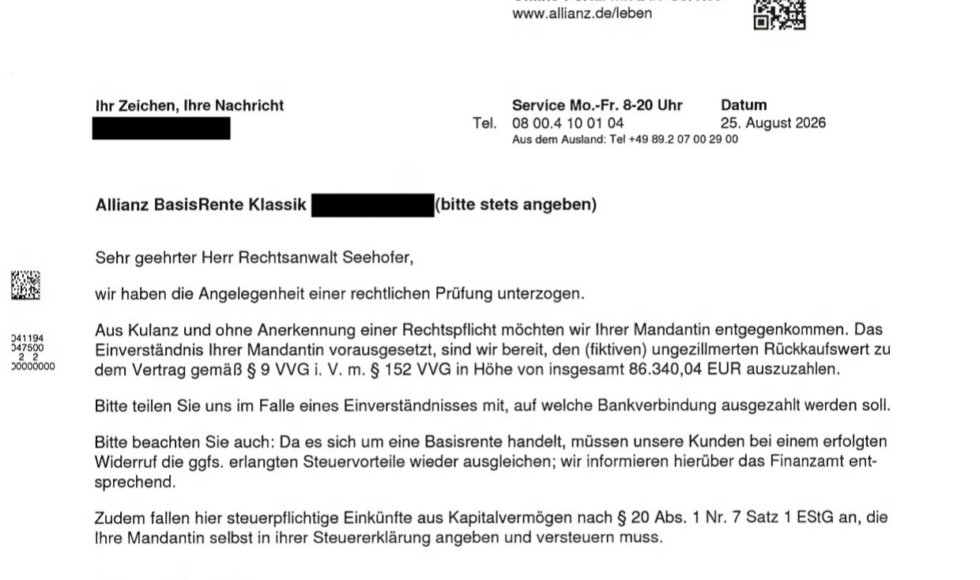 Allianz BasisRente Klassik aus dem Jahr 2010